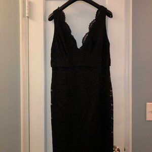 Black lace sheath cocktail dress